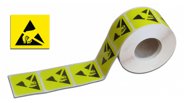 Warnkleber ESD-Symbol Papier auf Rolle (1000 Stück)