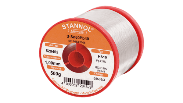 Lötdraht HS10, Sn60Pb40, RO M1, 1mm, 500g