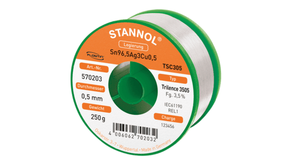 Lötdraht Trilence 3505, Sn96,5Ag3Cu0,5 - FLOWTIN TSC305, RE L1, 0.5mm, 250g
