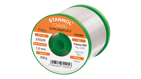 Lötdraht Trilence 3505, Sn96,5Ag3Cu0,5 - FLOWTIN TSC305, RE L1, 1mm, 500g