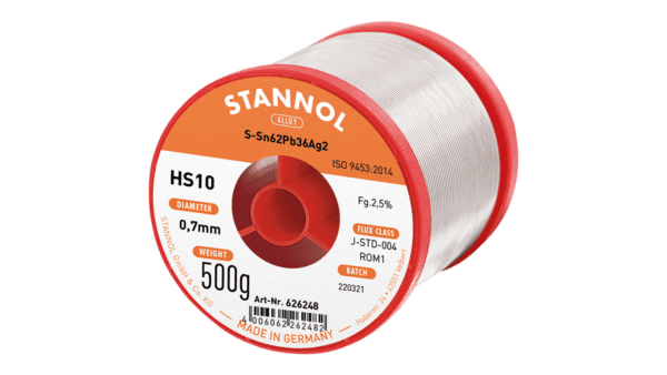 Lötdraht HS10, Sn62Pb36Ag2, RO M1, 0.7mm, 500g