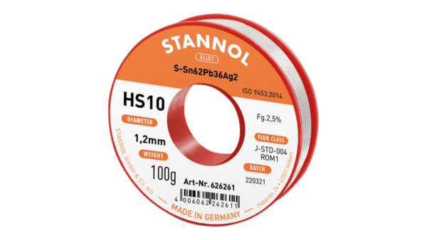 Lötdraht HS10, Sn62Pb36Ag2, RO M1, 1.2mm, 100g