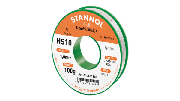 Lötdraht HS10, Sn99,3Cu0,7 - TC, RO M1, 1mm, 100g