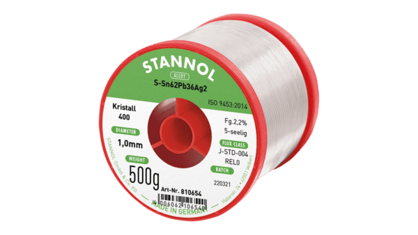 Lötdraht Kristall 400, Sn62Pb36Ag2, RE L0, 1mm, 500g