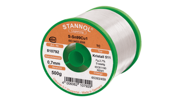 Lötdraht Kristall 511, Sn99,3Cu0,7 - TC, RE M1, 0.7mm, 500g