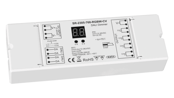 4 Kanal DALI DT6 / AC PUSH LED Dimmer, RGBW, Konstantspannung 12-36VDC, max. 1152W