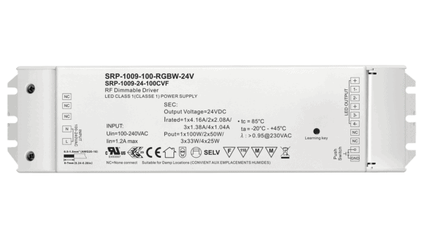 100W RF/LV PUSH, RGBW, 24Vdc Konstantspannung LED Treiber - Image 2