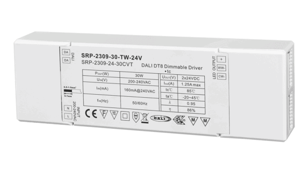30W DALI2 DT8, Tunable white, 24Vdc Konstantspannung LED Treiber - Image 2