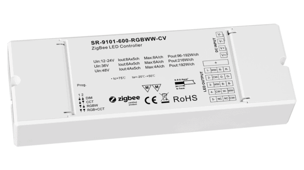 5 Kanal ZIGBEE 3.0 LED Dimmer, RGBWW, Konstantspannung 12-48VDC, max. 1080W