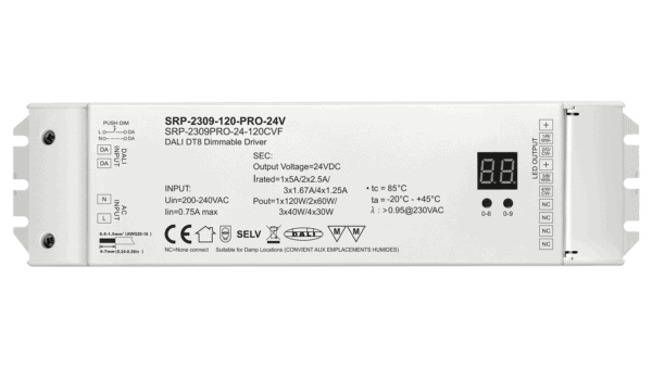 120W DALI DT8, 4in1, 24Vdc Konstantspannung LED Treiber - Image 2