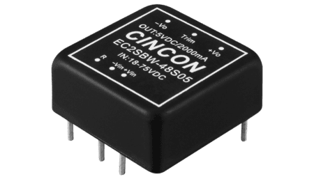 10W DC/DC-Wandler, Eingang 18...75V, Ausgang +/-12V / +/-0.416A