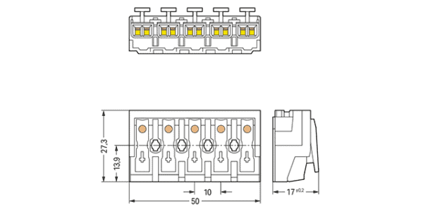 WAGO Netzanschlussklemme / ohne PE-Kontakt / DA+ DA- L PE N; 5-polig - Image 2