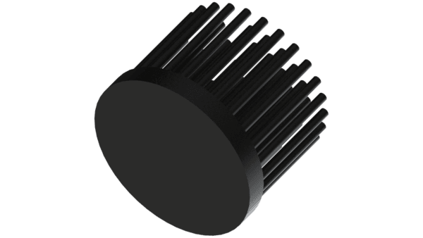 LED pin fin heat sink, ø40mm, H 30mm, Base 5mm, Black anodized