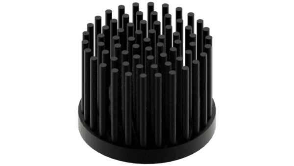 LED pin fin heat sink, ø40mm, H 30mm, Base 5mm, Black anodized - Image 2