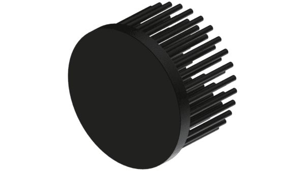 LED pin fin heat sink, ø50mm, H 30mm, Base 5mm, Black anodized