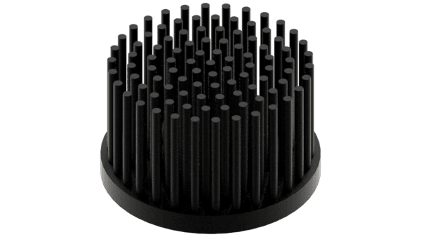 LED pin fin heat sink, ø50mm, H 30mm, Base 5mm, Black anodized - Image 2