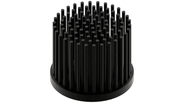 LED pin fin heat sink, ø50mm, H 40mm, Base 5mm, Black anodized - Image 2