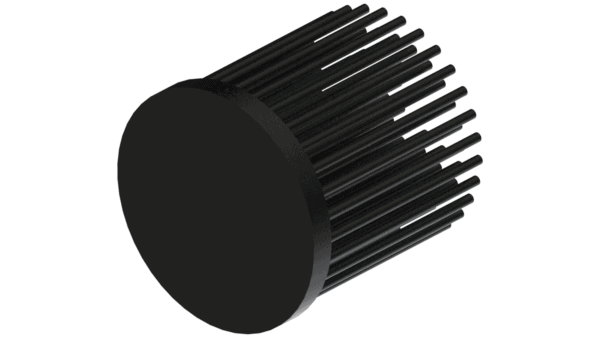 LED pin fin heat sink, ø50mm, H 50mm, Base 5mm, Black anodized