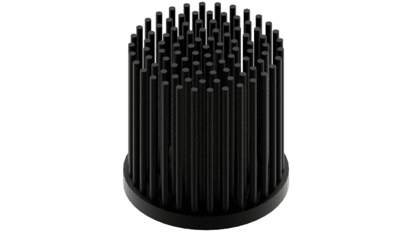 LED pin fin heat sink, ø50mm, H 50mm, Base 5mm, Black anodized - Image 2