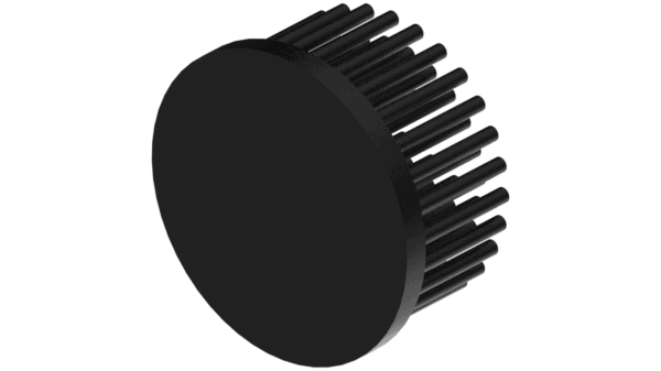 LED pin fin heat sink, ø60mm, H 30mm, Base 5mm, Black anodized