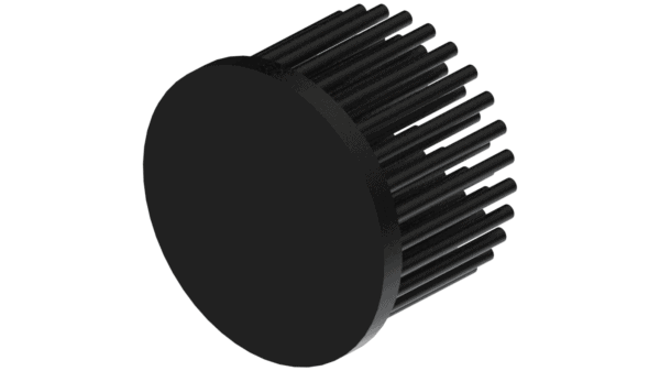 LED pin fin heat sink, ø60mm, H 40mm, Base 5mm, Black anodized