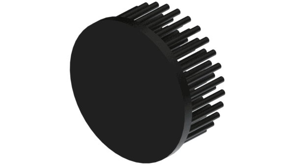 LED pin fin heat sink, ø70mm, H 30mm, Base 5mm, Black anodized