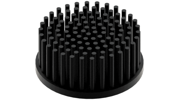 LED pin fin heat sink, ø70mm, H 30mm, Base 5mm, Black anodized - Image 2