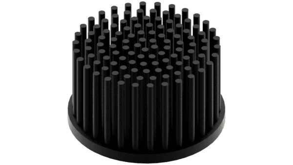 LED pin fin heat sink, ø70mm, H 40mm, Base 5mm, Black anodized - Image 2