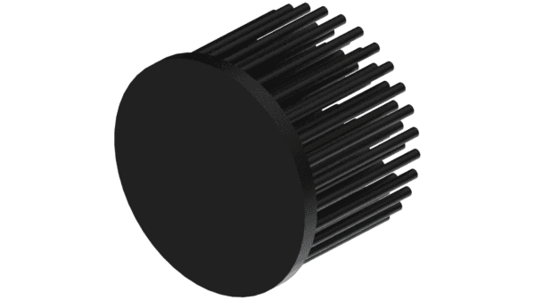 LED pin fin heat sink, ø70mm, H 50mm, Base 5mm, Black anodized