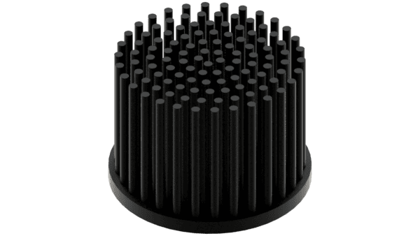 LED pin fin heat sink, ø70mm, H 50mm, Base 5mm, Black anodized - Image 2