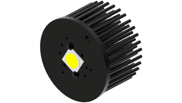 Zhaga LED pin fin heat sink, ø80mm, H 50mm, Base 5mm, Black anodized - Image 4