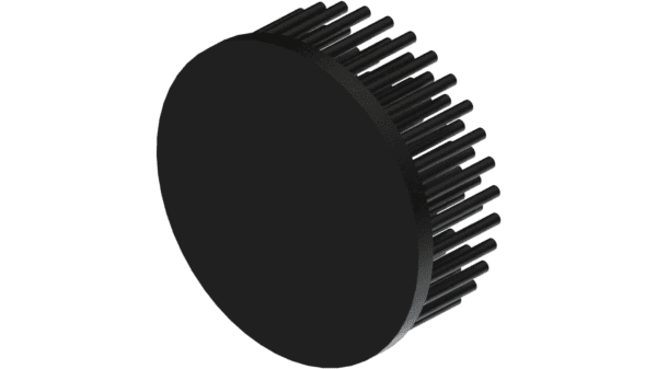 LED pin fin heat sink, ø80mm, H 30mm, Base 5mm, Black anodized