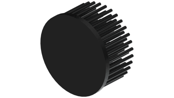 LED pin fin heat sink, ø80mm, H 40mm, Base 5mm, Black anodized