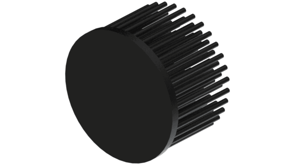 LED pin fin heat sink, ø80mm, H 50mm, Base 5mm, Black anodized