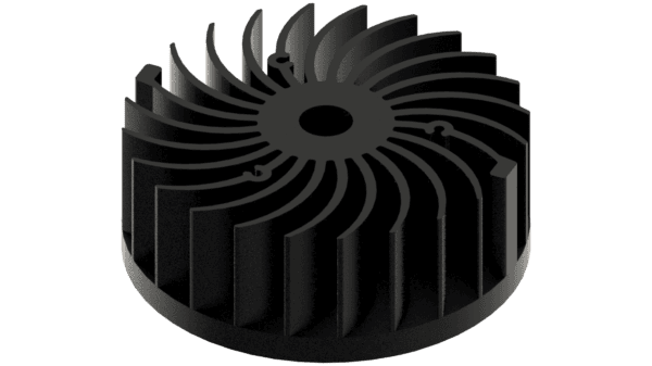 LED star heat sink, ø134mm, H 50mm, Base 10mm, Black anodized - Image 2