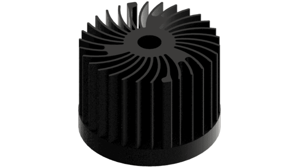 LED star heat sink, ø70mm, H 50mm, Base 10mm, Black anodized - Image 2