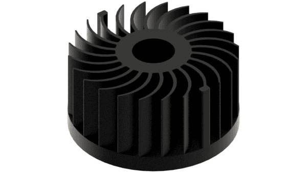 LED star heat sink, ø99mm, H 50mm, Base 10mm, Black anodized - Image 2