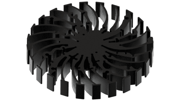 Modular LED star heat sink, ø134mm, H 20mm, Black anodized - Image 3
