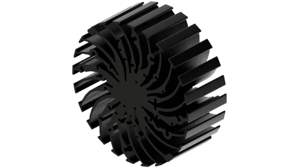 Modular LED star heat sink, ø134mm, H 50mm, Black anodized