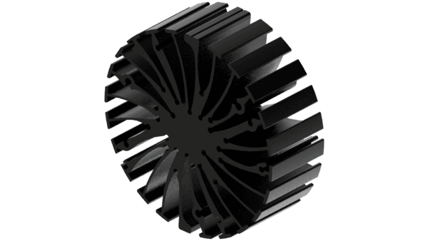Modular LED star heat sink, ø86mm, H 30mm, Black anodized