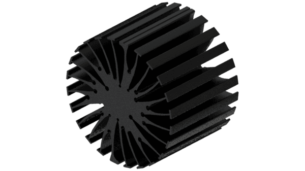Modular LED star heat sink, ø70mm, H 50mm, Black anodized - Image 2