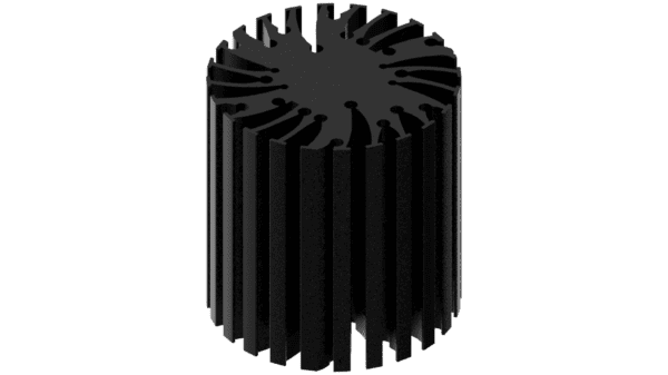 Modular LED star heat sink, ø47mm, H 50mm, Black anodized