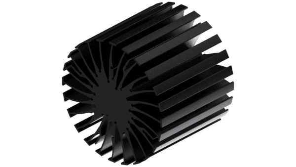 Modular LED star heat sink, ø99mm, H 80mm, Black anodized - Image 2