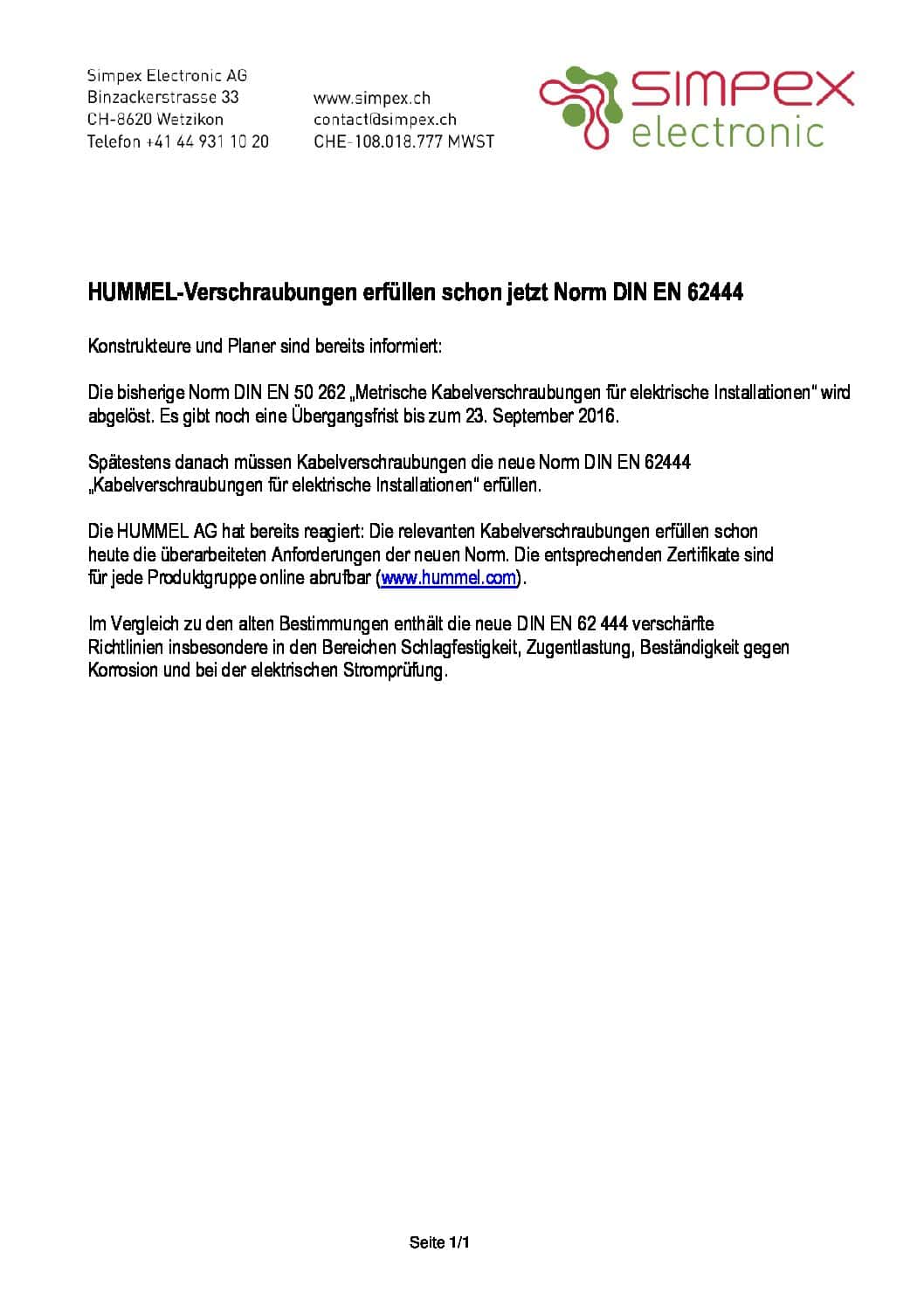 HUMMEL Information DIN EN 62444 1 pdf