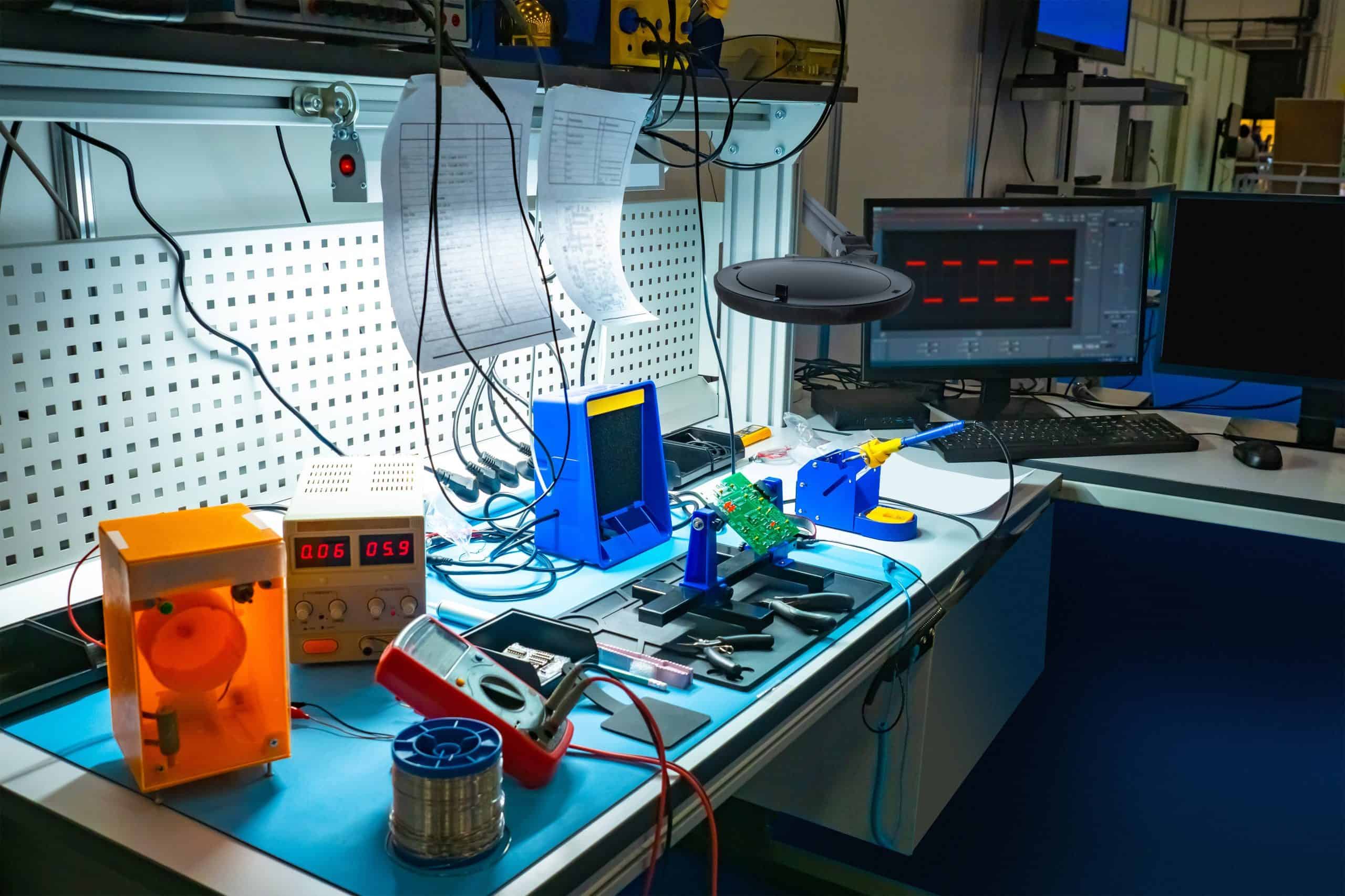 25101 iQ ESD Daylight UV Magnifier Table in the engineering lab scaled 1