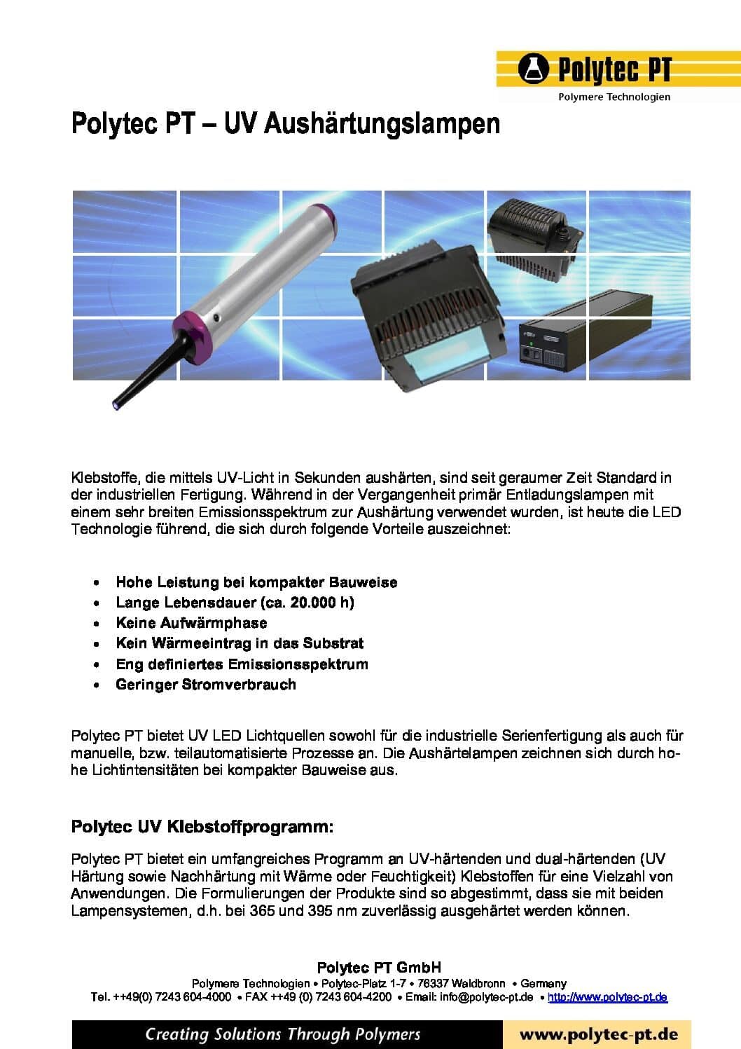Polytec UV Aushaertungslampen D pdf
