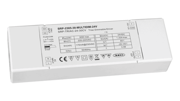 30W DALI/Push+Triac+0/1-10V, 24Vdc Konstantspannung LED Treiber