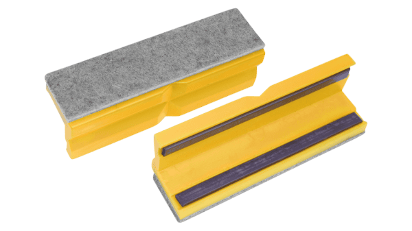 Schonbacken Filz/Kunststoff 100mm gelb, mit Magnetleiste (Paar)