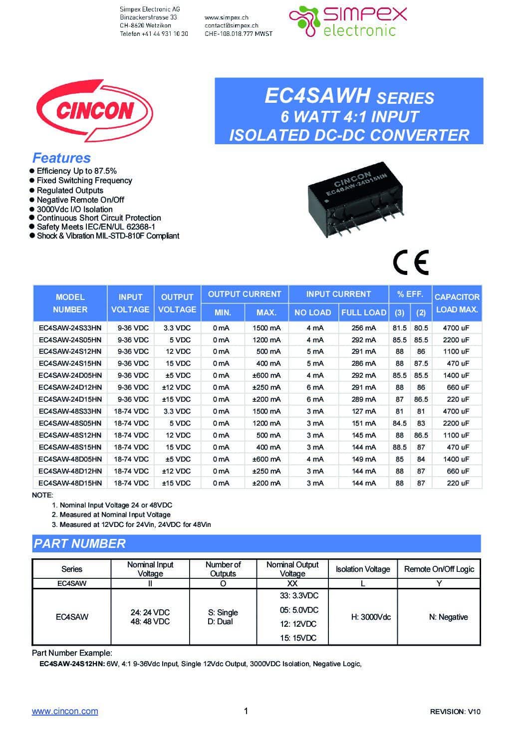 Datasheet EC4SAWH series pdf