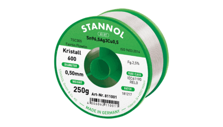Lötdraht Kristall 600, Sn96,5Ag3Cu0,5 - FLOWTIN TSC305 - Fairtin, 0.5mm, 250g
